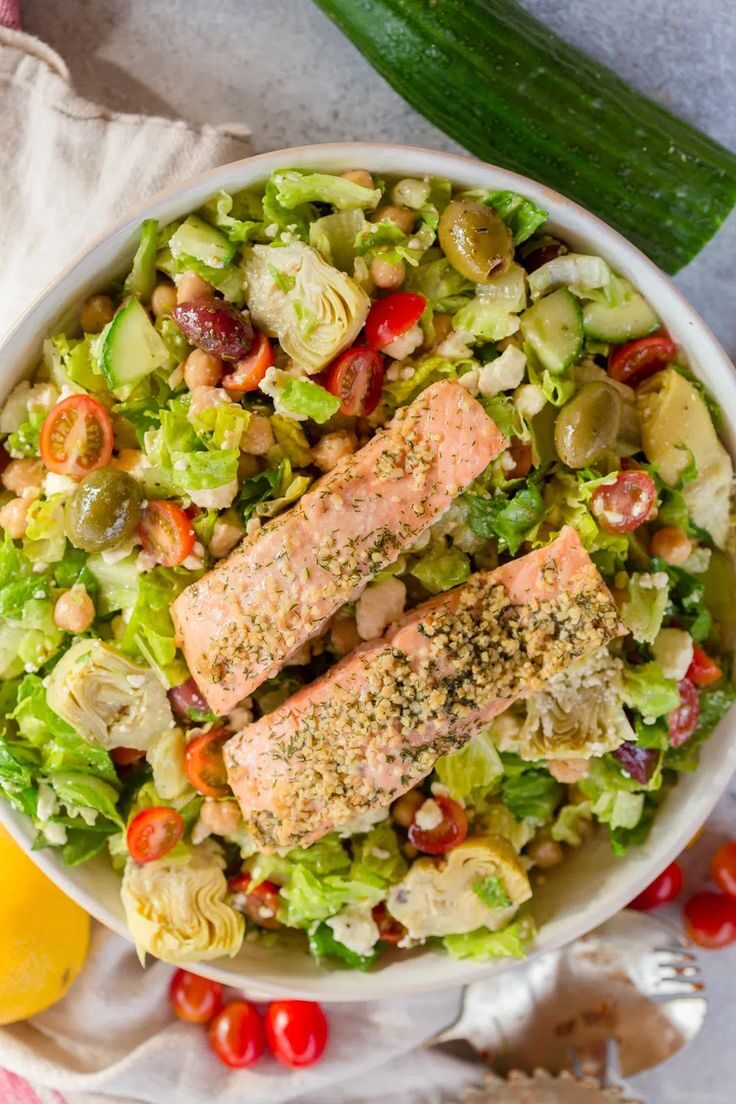 The best Classic Greek Salad with Salmon